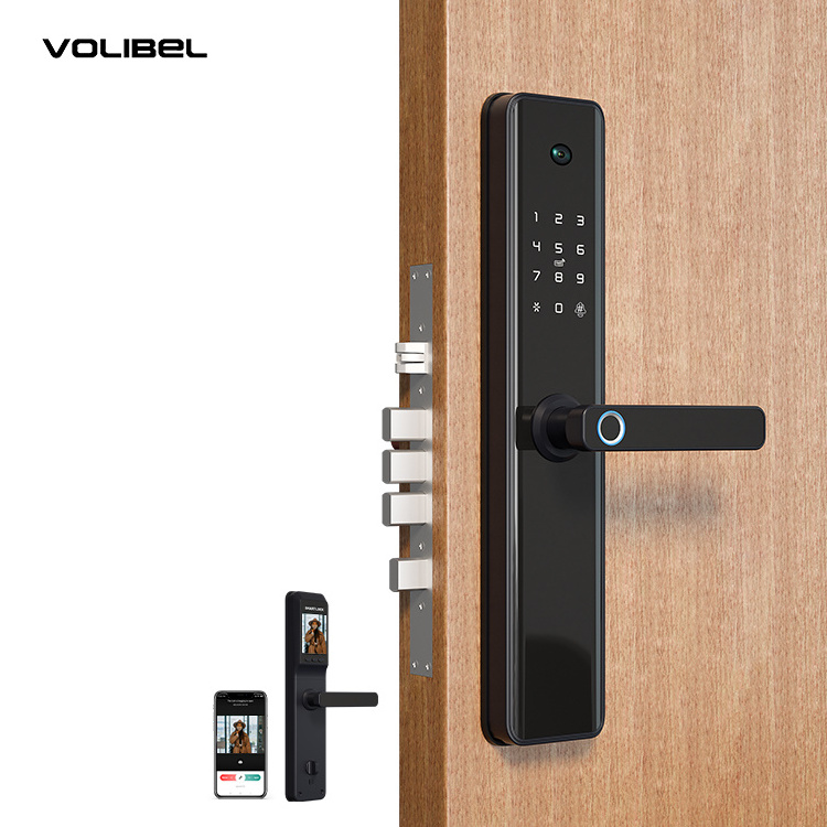 Hot Sale Fingerprint Handle Smart Camera Hotel Home Electronic Digital Thumbprint Password Waterproof Smart Lock For Wooden Door