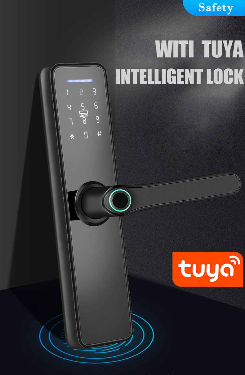 Hotel Security Digital Fingerprint Handle Electronic Lock TTlock BLE WIFI Tuya Waterproof Smart Door Lock with Wifi