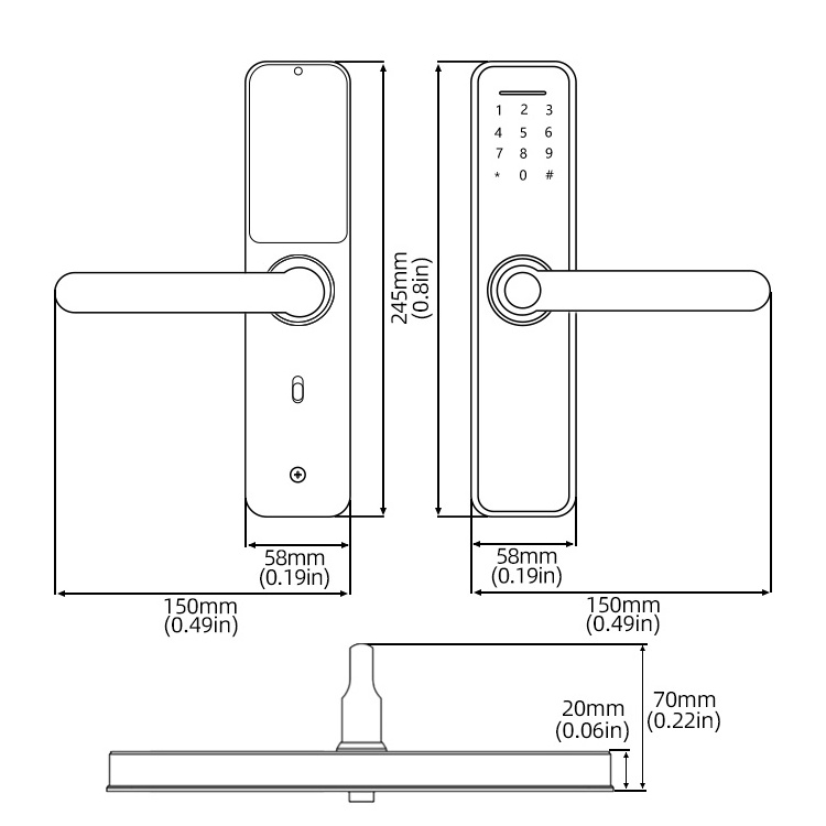 Smart Front Internal Panel Apartment Main Safe Digital ttlock Keyless Lock Electronic Tuya Aluminium Door Fingerprint Smart Lock