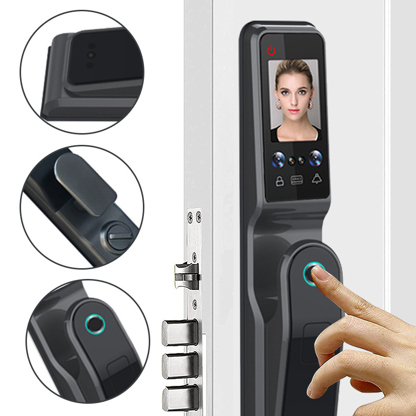 Tuya APP Security Electric Digital Locks Automatic Door Closing System Face Recognition Smart Locks Built in Camera with Keys