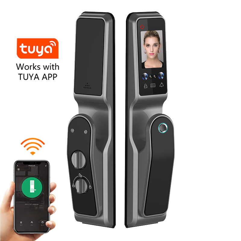 Tuya APP Security Electric Digital Locks Automatic Door Closing System Face Recognition Smart Locks Built in Camera with Keys