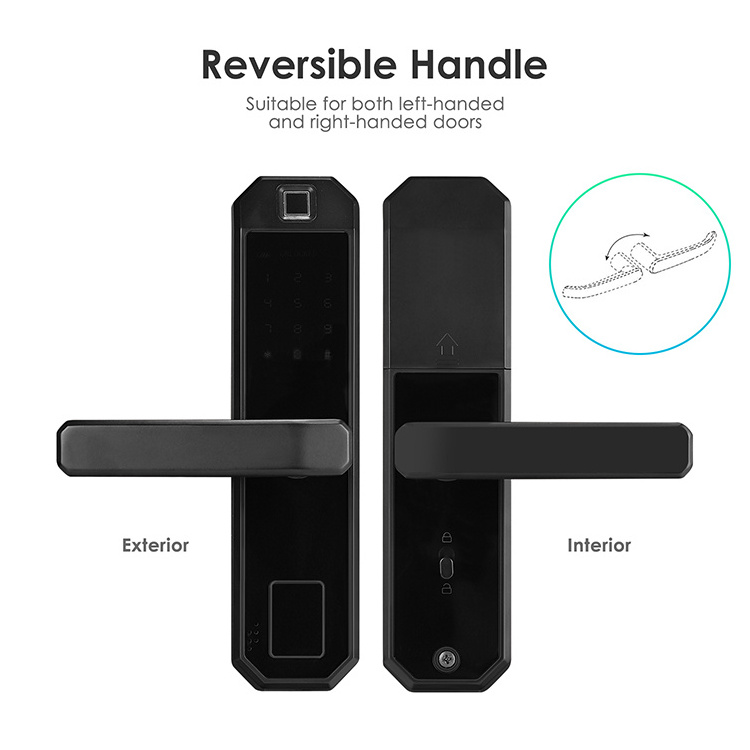 Bank Security Level Smart Lock Wifi Tuya Digital Rfid Card Key Password Fingerprint Zinc Alloy Smart Door Lock For Wood Doors