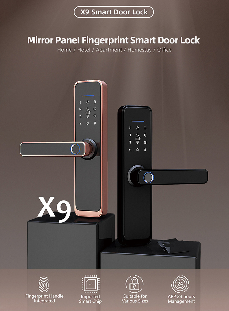 Smart TUYA WIFI TTLock App High Security Fully Automatic Lock Biometric Fingerprint Automatic Sliding Door Lock