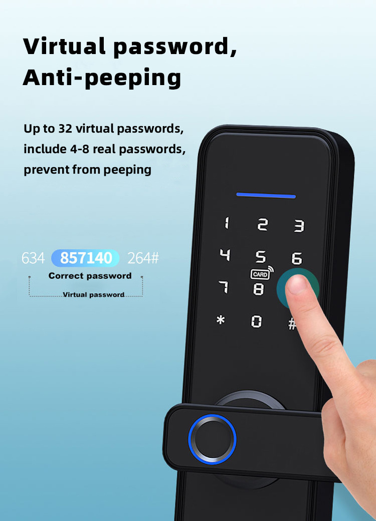 Smart TUYA WIFI TTLock App High Security Fully Automatic Lock Biometric Fingerprint Automatic Sliding Door Lock