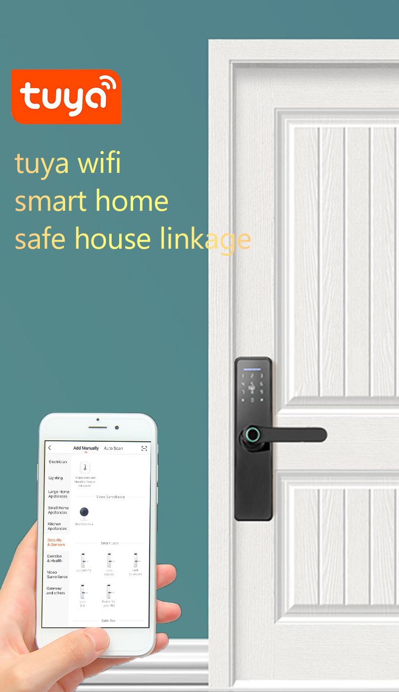 Waterproof Outdoor High Security Electric Digital Fingerprint Tuya APP TTLOCK Wifi Mobile Lock Smart Door Lock