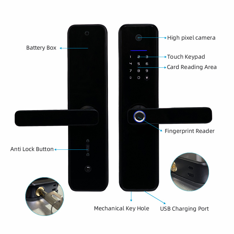 Navicat Home Apartment Wholesale Factory Price Electric Tuya App Smart Digital Outdoor Fingerprint Door Lock Wifi Camera