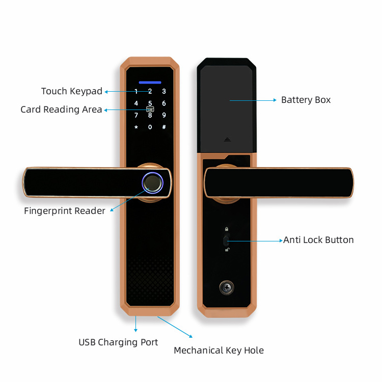 Navincat 2023 New Apartment Electronic Fingerprint Digital Code Tuya TTlock Lock Smart  Wooden Door Lock