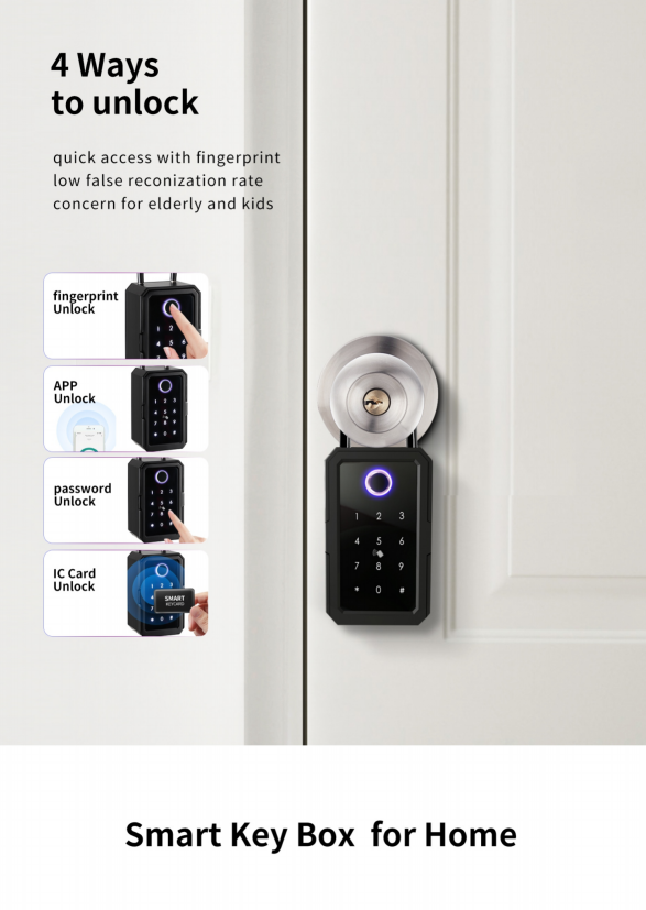 K3-TY Smart Key Box Tuya Digital Key Lock Box Weatherproof Outdoor Safe Wall Keybox Fingerprint Password Lock Home Smart Key Box