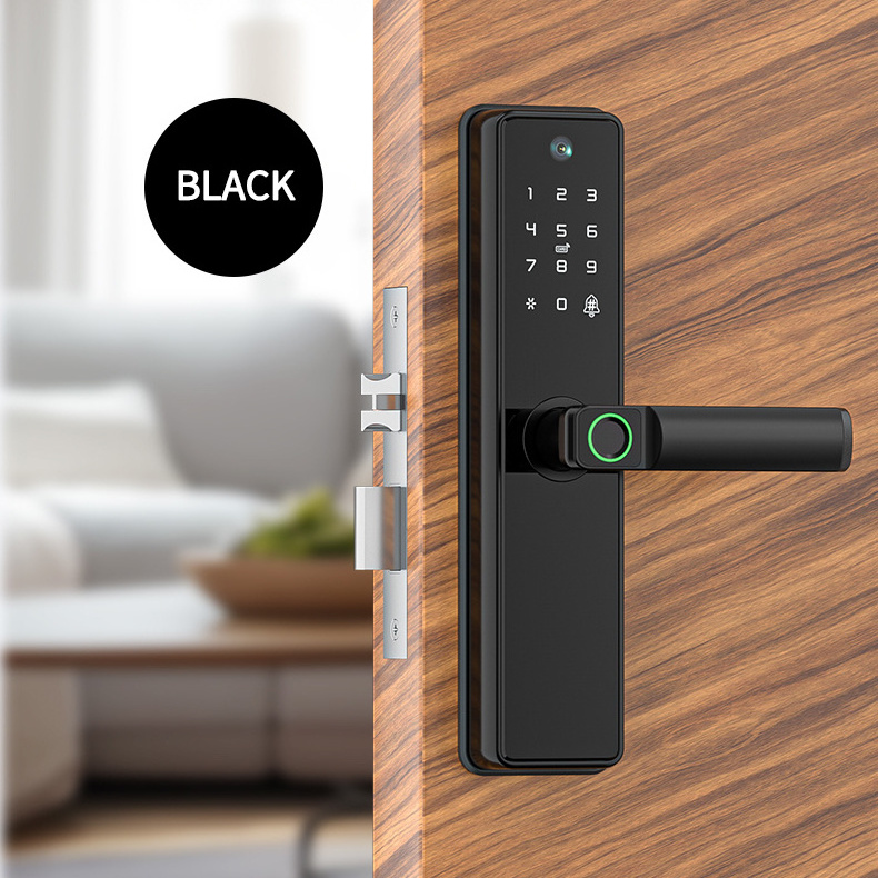 Volibel Digital Fingerprint Automatic Biometric Rfid Card Tuya Wifi App Combination Home Security Smart Door Lock With Camera