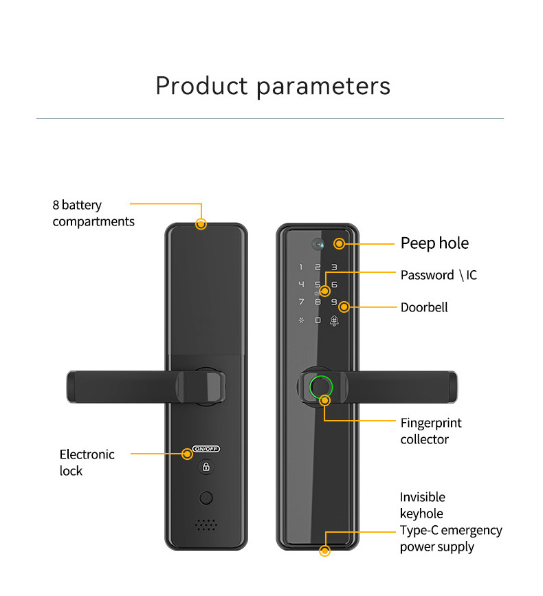 Volibel Digital Fingerprint Automatic Biometric Rfid Card Tuya Wifi App Combination Home Security Smart Door Lock With Camera