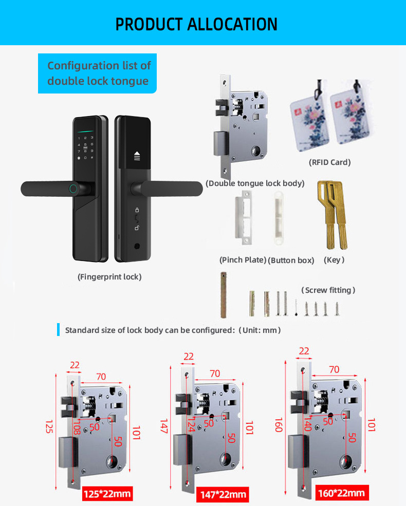 Volibel Outdoor High Security Electric Digital Fingerprint Tuya App Ttlock Blue-tooth Wifi Mobile Smart Door Lock