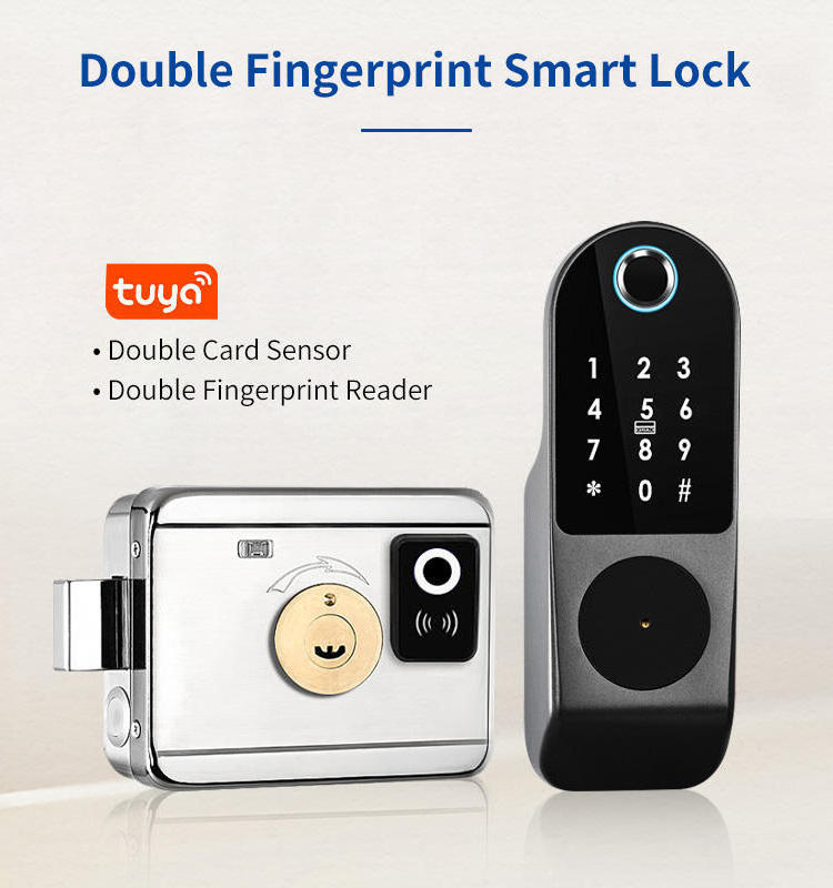 Volibel Waterproof Tuya App Wifi Intelligent Double Sided Fingerprint Smart Door Lock Ttlock Electronic Rim Lock