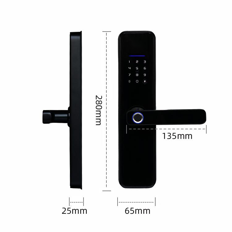 High Quality Fingerprint  Keypad Door Lock with Handle Fingerprint Electronic Deadbolt Compatible with Tuya APP Smart Lock