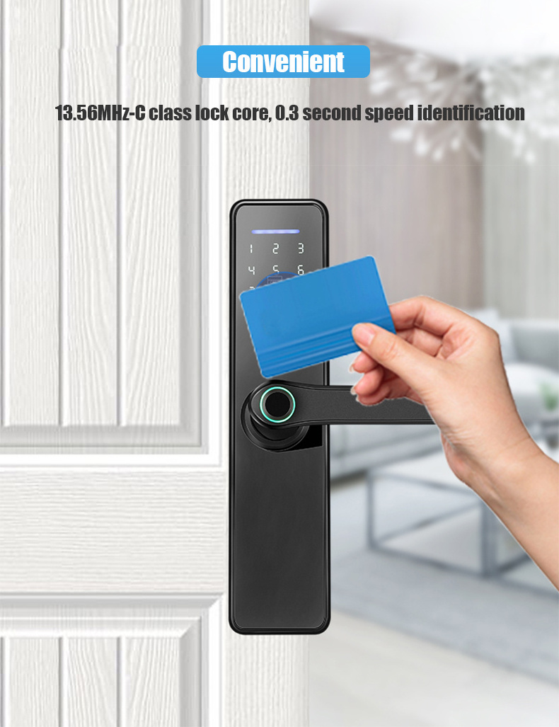 Hotel Security Digital Fingerprint Handle Electronic Lock TTlock BLE WIFI Tuya Waterproof Smart Door Lock with Wifi