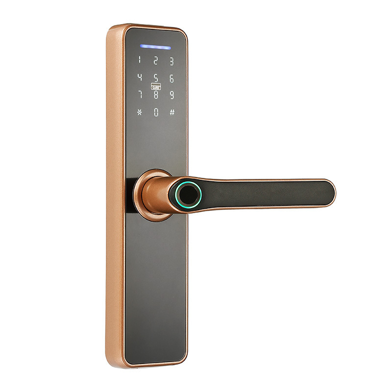 Waterproof Keyless Tuya APP Intelligent Secure Anti-Theft Digital Fingerprint Card Aluminum Alloy Handle Smart Door Lock