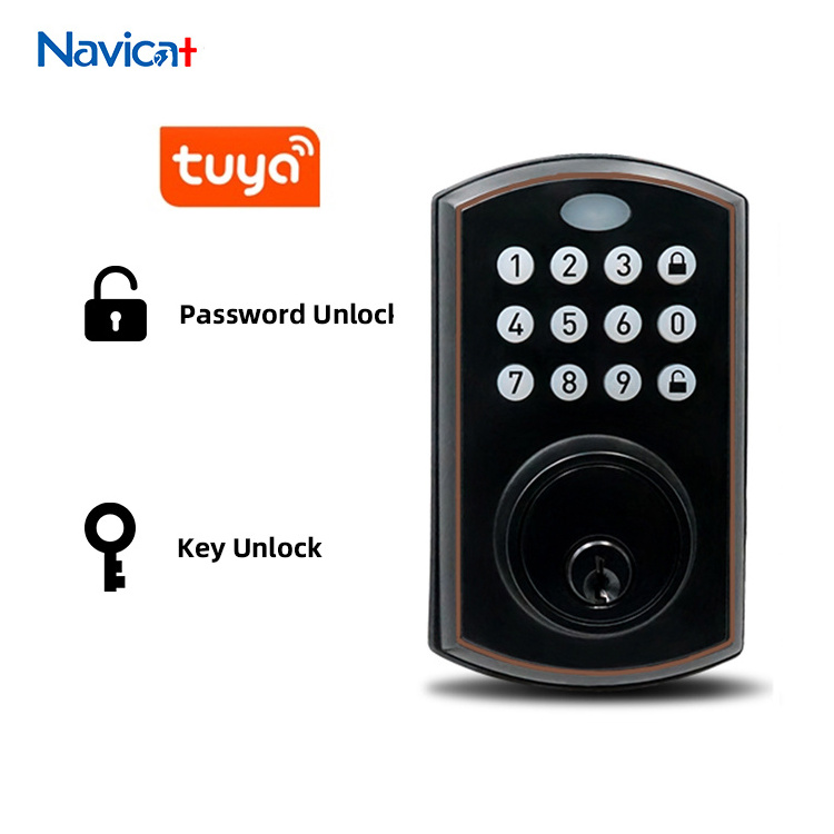 2024 Waterproof Password Keyless Door Lock App Unlock Entry Electronic Tuya Smart Deadbolt Door Lock For Wooden Doors