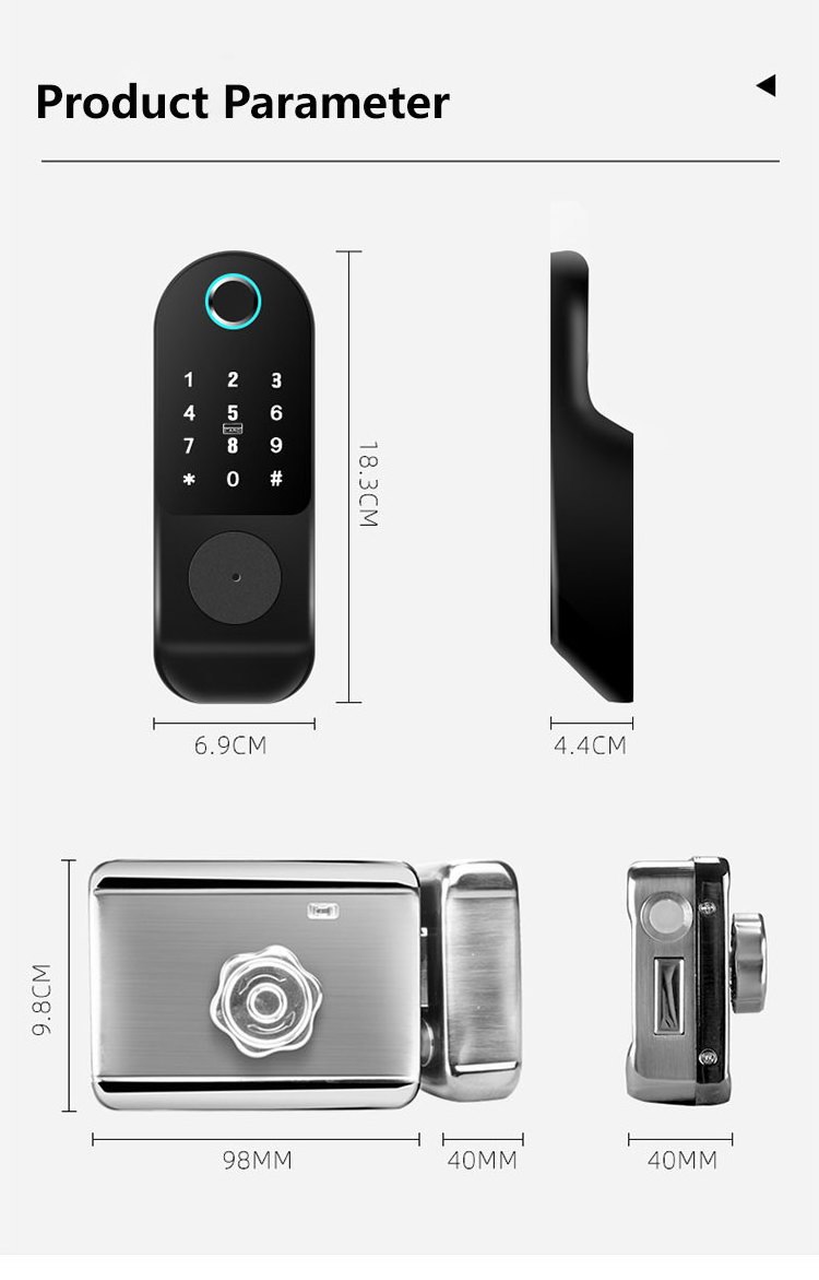 Smart Upgrade Tuya Smart App Electronic Blue-Tooth Outdoor Smart Password Fingerprint Door Lock For Home Office Garage