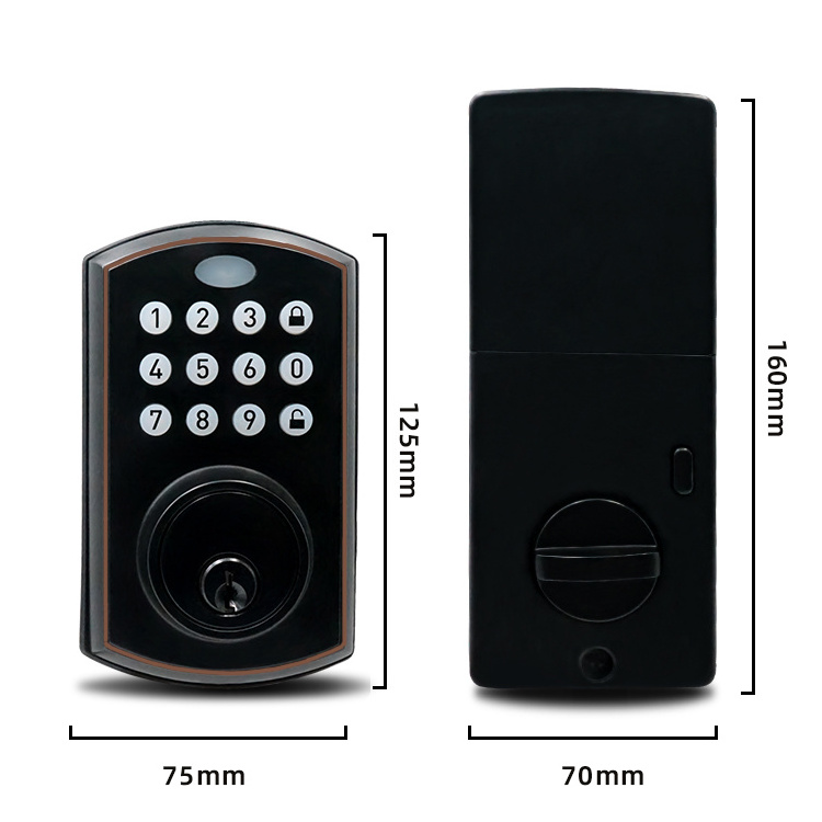 2024 Waterproof Password Keyless Door Lock App Unlock Entry Electronic Tuya Smart Deadbolt Door Lock For Wooden Doors