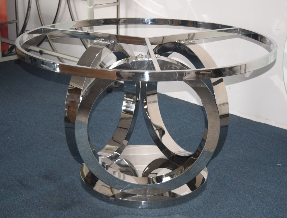 A8068 Rose gold Round marble dining table design with rotating centre