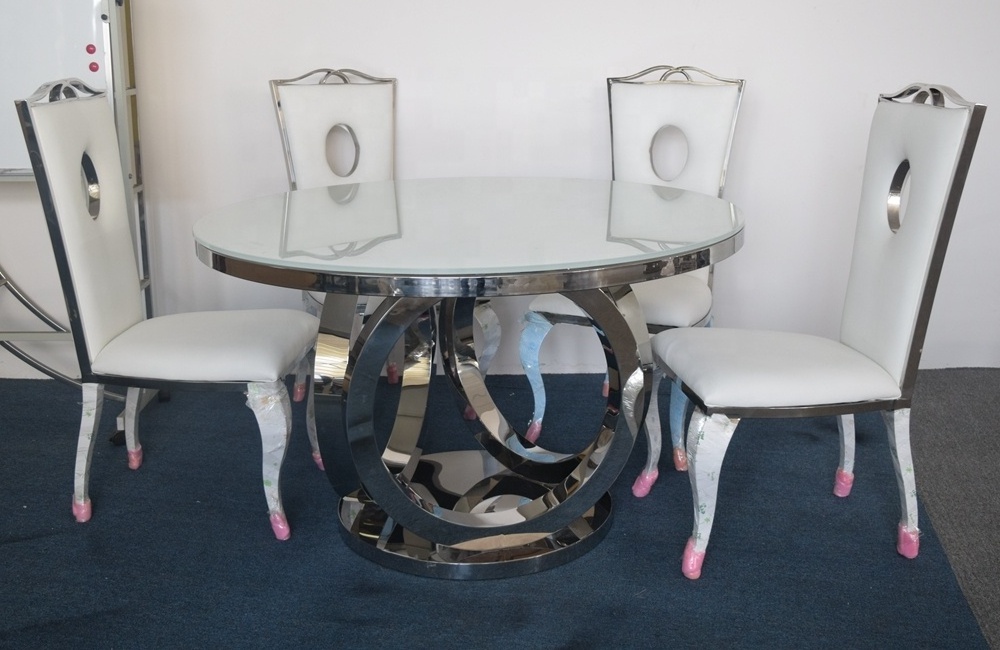 A8068 Rose gold Round marble dining table design with rotating centre