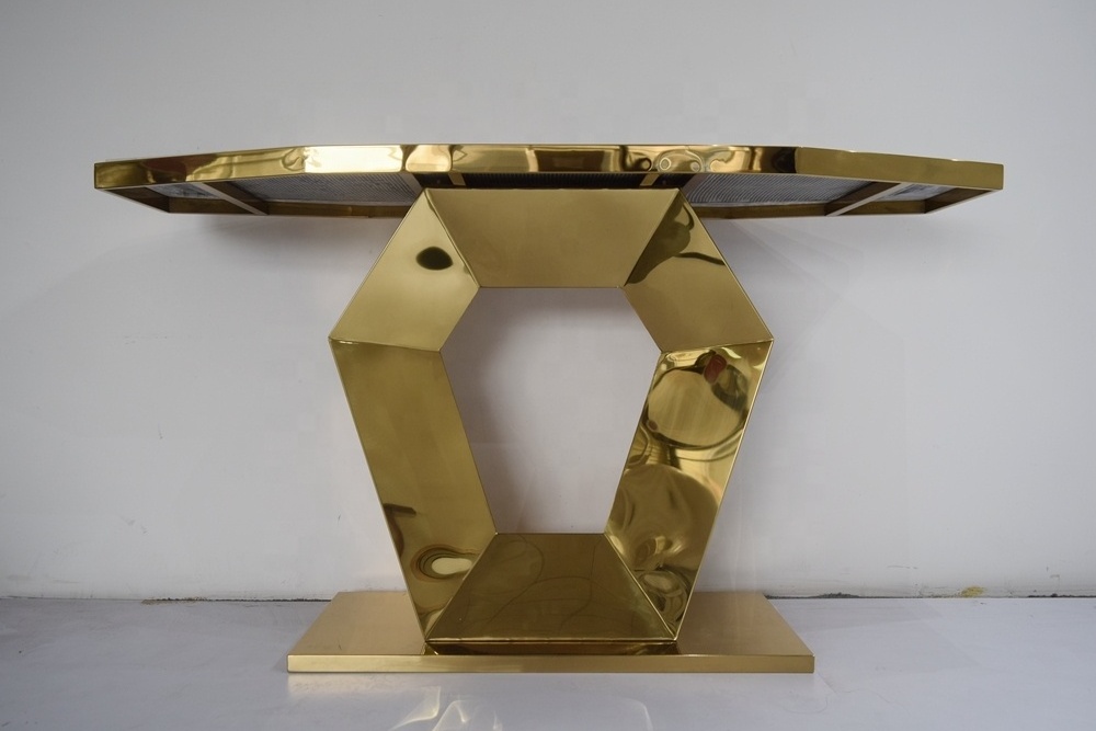 DI01 Gold stainless steel  diamond dining table