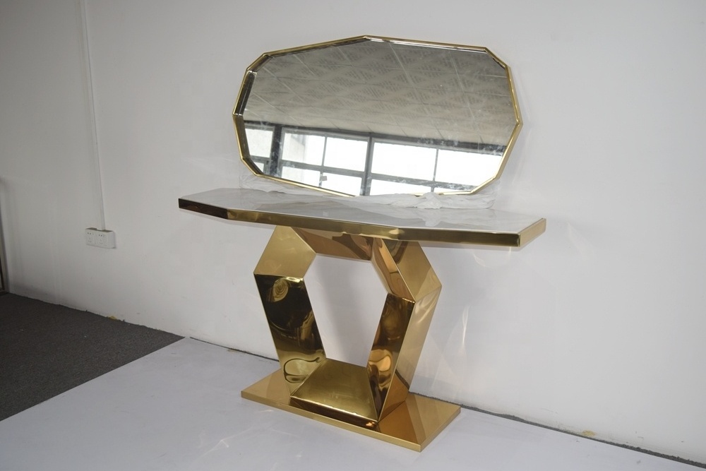 DI01 Gold stainless steel  diamond dining table