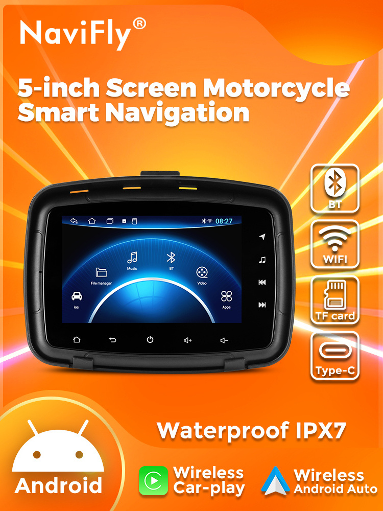 MEKEDE 5 inch Android motorcycle smart navigation 2+32g car play for  SS-MTA5  Support multiple language  Android auto