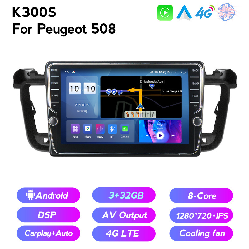 Navifly 5GHz WIFI Car GPS Autoradio For Peugeot 508 2011 - 2018 RAM 6GB ROM 128GB Car Multimedia video player powerful heat sink