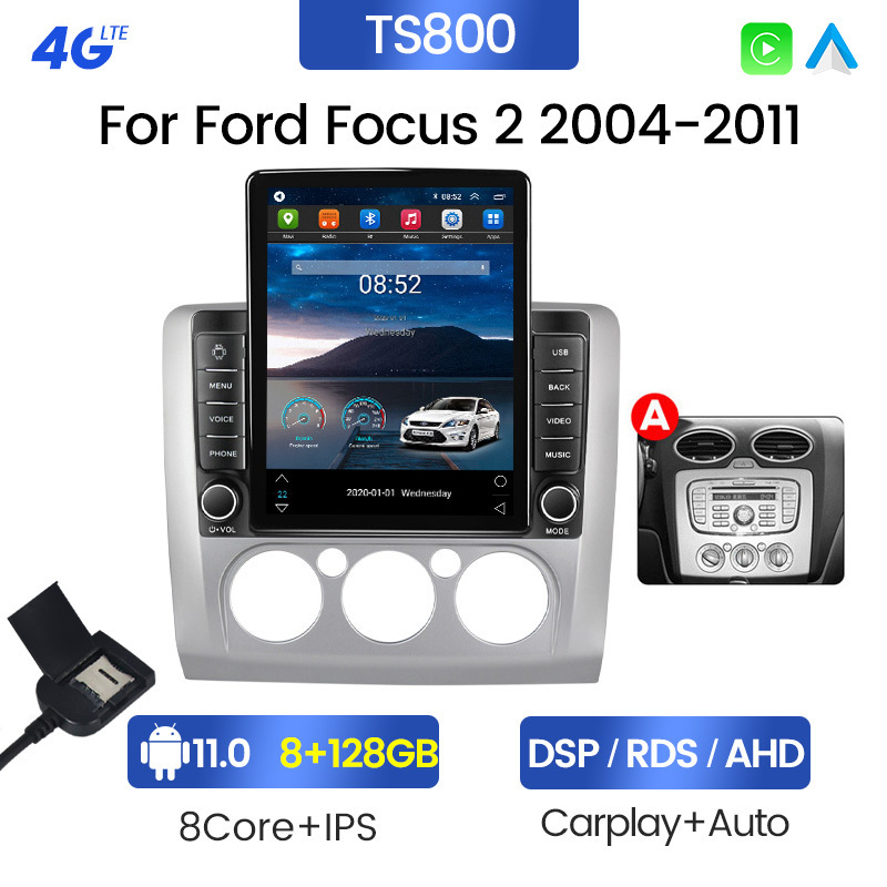 Navifly Android 11 Tesla Style 8 128G car radio for Ford Focus 2 2004-2011 4G WIFI DSP RDS autoradio ADAS DVR car stereo system