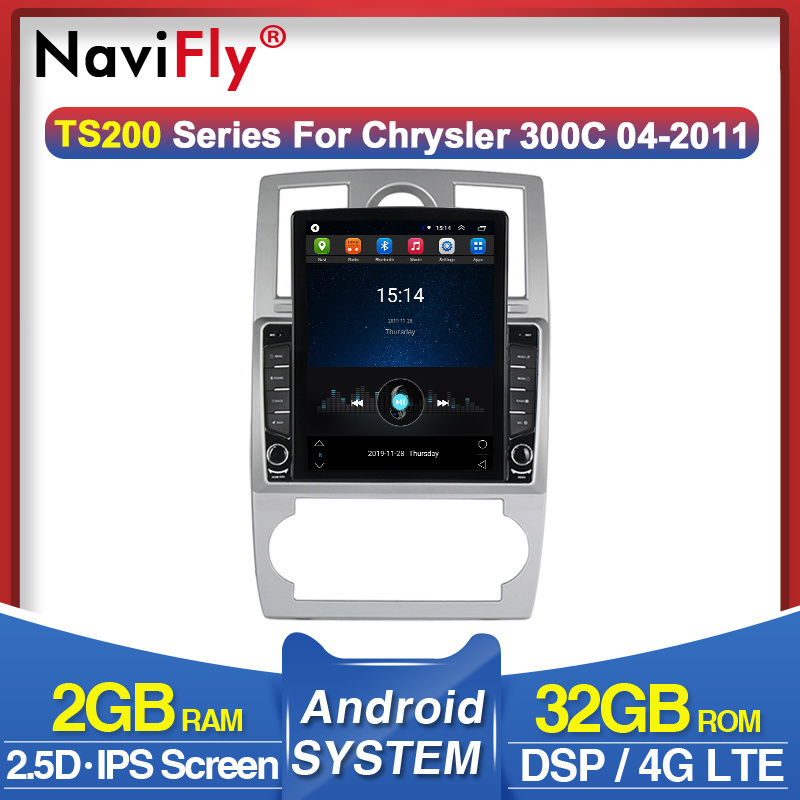 Navifly Android 9 Tesla screen Android 9 2+32g Car Video Radio Player for Chrysler 300C 2004-2011 Car GPS Navigation 2.5D ips