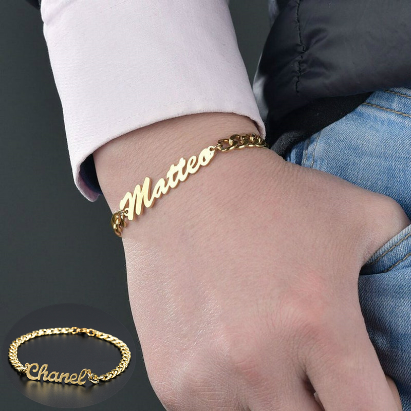 Personalized Jewelry 3mm Cuban Chain Stainless Steel Custom Name Bracelet Do Not Fade Name Bracelet for Women Men