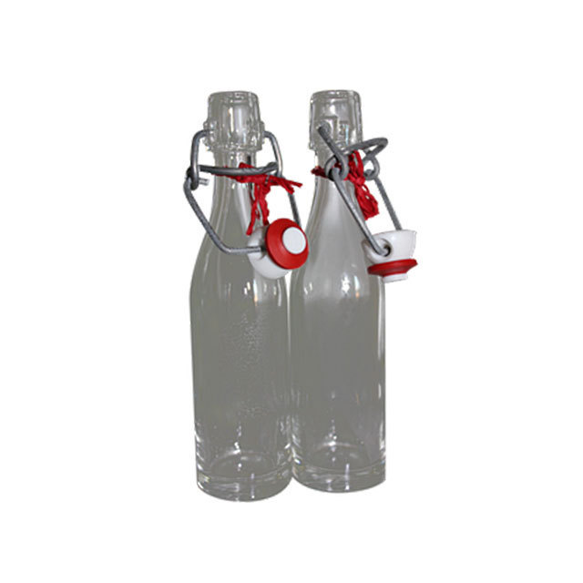 Wholesale Clear Forst Round 250ml 500ml 700ml 750ml 1 Liter Beverage Kombucha Wine Juice Swing Top Glass Bottle With Lid