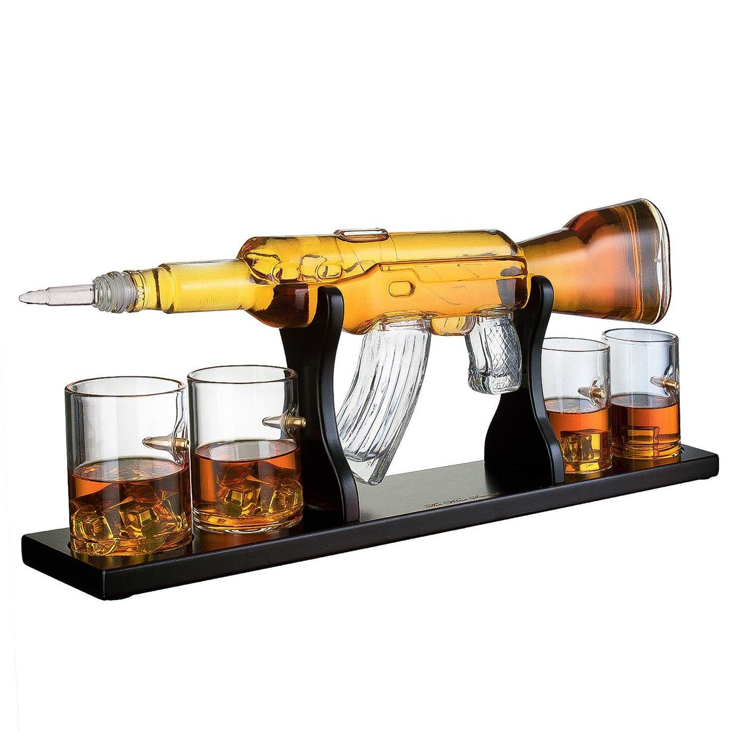 In Stock 700ml 1 Litre Gun Shaped Alcohol Bottle Rifle Glass Bottle w/ Cork