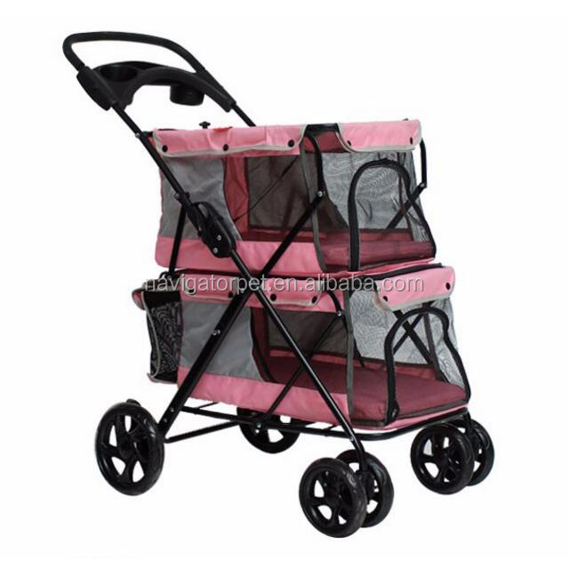 Double Layer Pet Stroller for Cats Dogs