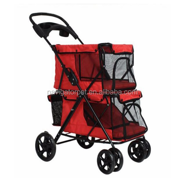 Double Layer Pet Stroller for Cats Dogs