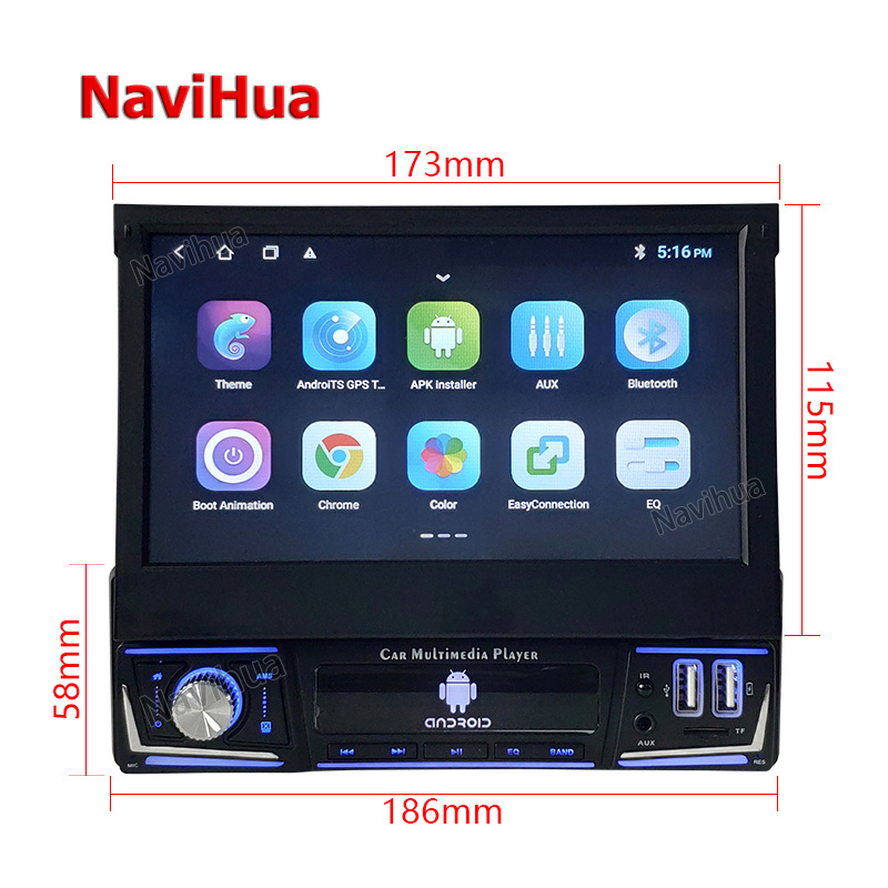 Navihua Custom 7 Inch Touch Screen 1din Universal Radio Android Car Stereo DVD Player Reverse Camera GPS System Auto Electronics