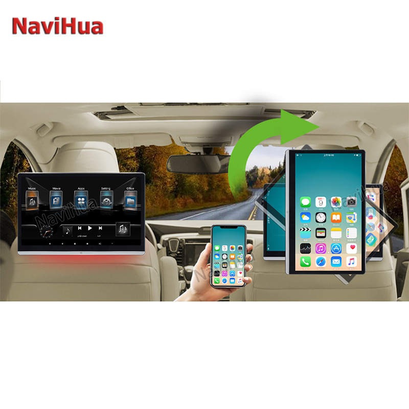 NaviHua Rotatable Car Rear Seat Headrest Monitor smart tv 13.3inch Touch Screen  Android Radio Video Stereo Head unit