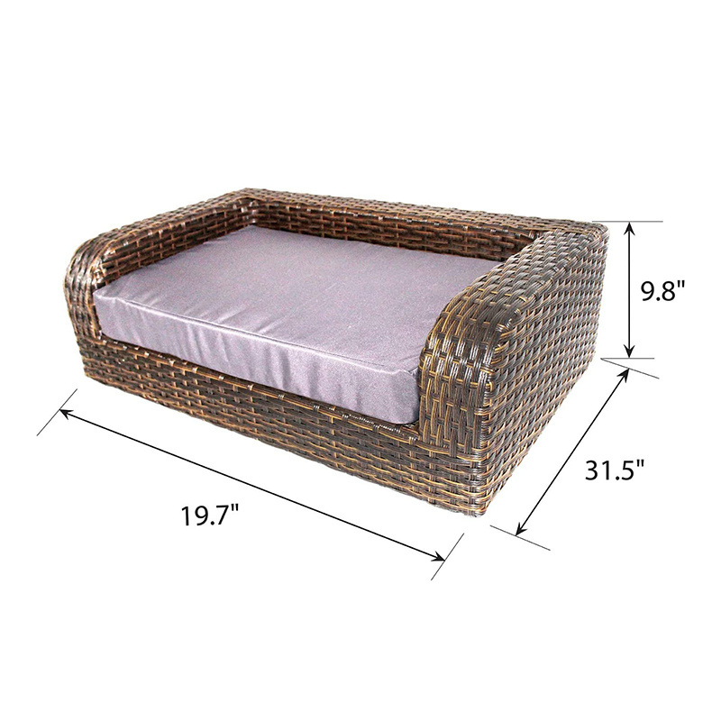 factory sofa-style warming furniture luxury rattan orthopedic memory foam dog pet bed with removable washable cover for dogs