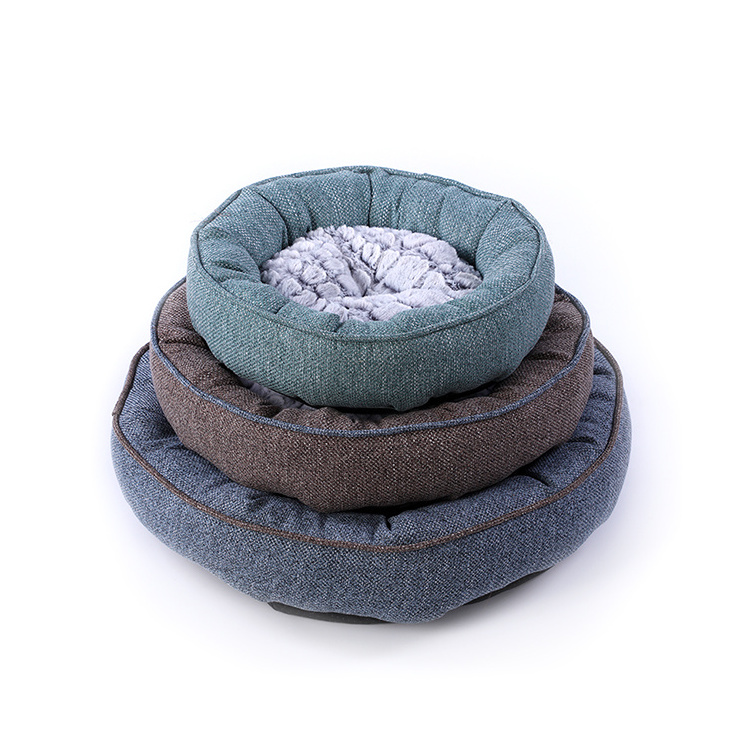 china cheap round pet bed bug proof donut fleece cat bed with bedding for small medium and large dog