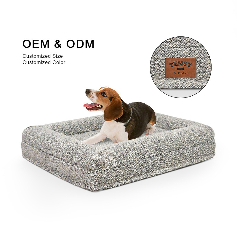 wholesale high quality breathable boucle dog bed orthopedic foam cooling gel memory foam pet dog rectangle waterproof bulk beds