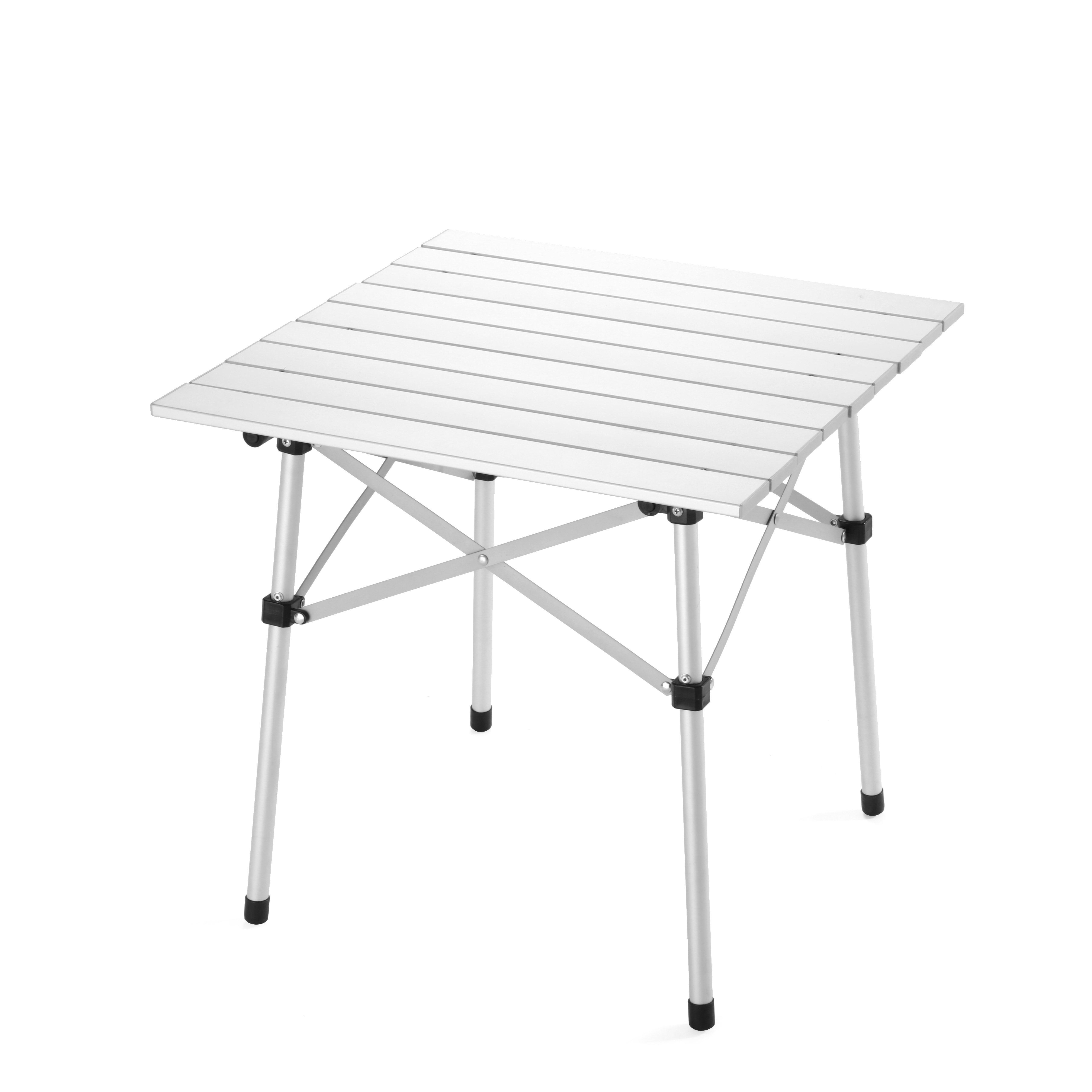 Medium size Portable roll up folding aluminium camping table with 4 folding chair table sets