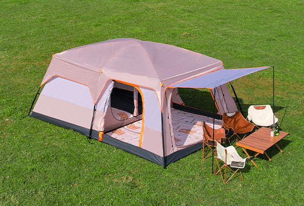 Easy to Setup Outdoor camping tents with two bedrooms and one living room, portable camping tent for large parks