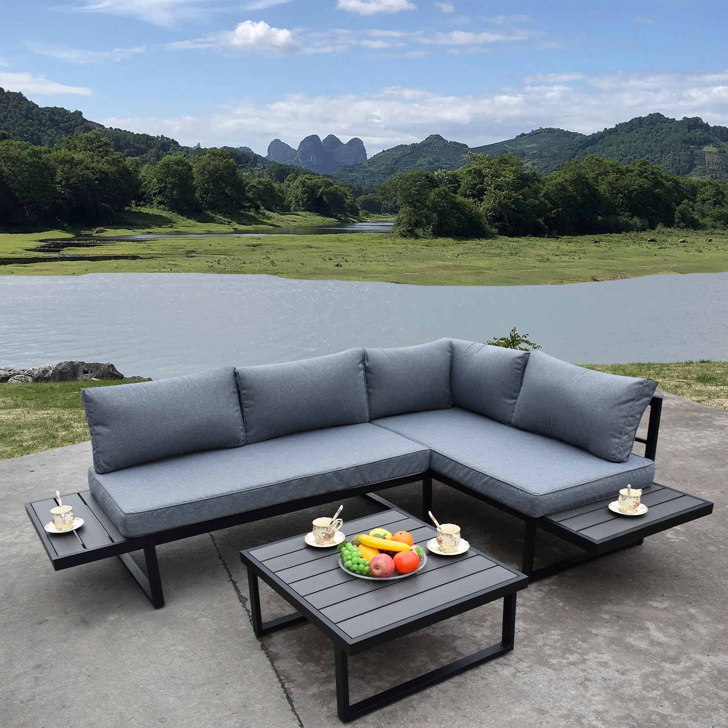 Nordic Aluminum Sofa Outdoor Chair, Garden Sofa Furniture Outdoor Patio Chair , Aluminum Garden Sofa Outdoor Furniture Set