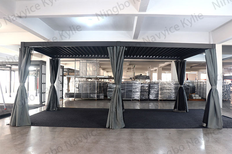 3x6m Hardtop Gazebo Steel Canopy Outdoor Pergola with Aluminum Frame and Netting for Patios, Gardens, Lawns