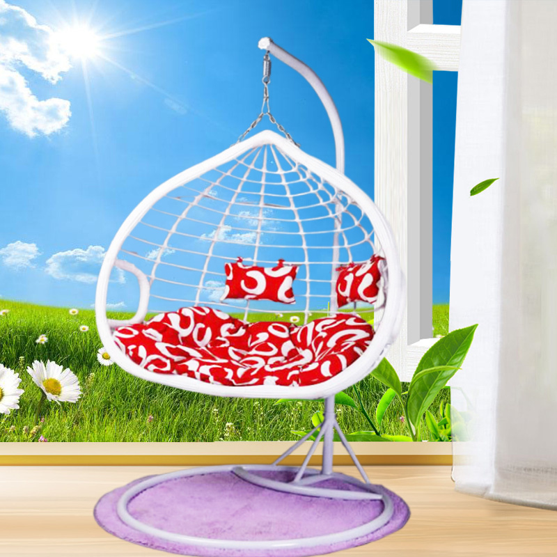 Outdoor Rattan Double Swing Chair, Indoor Hanging Egg Chair For Family, Garden Hammock Two Persons Double Swing Chair With Stand