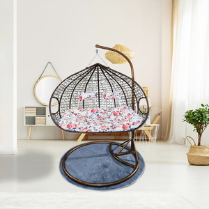 Outdoor Patio Swings Wicker Swing Chair Hanging Egg Chair Outdoor Rattan Swing Hammock Chair With C Stand, Cushion, And Pillow