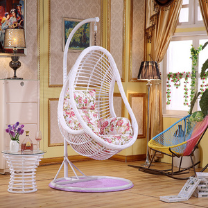 New design half moon shell shape swing basket rattan chair coarse rattan hanging chair lazy egg nest swing chair