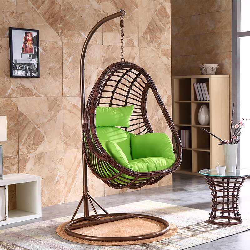 New design half moon shell shape swing basket rattan chair coarse rattan hanging chair lazy egg nest swing chair