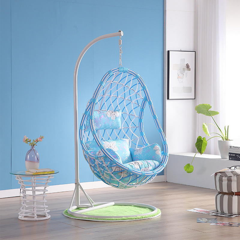 New design half moon shell shape swing basket rattan chair coarse rattan hanging chair lazy egg nest swing chair