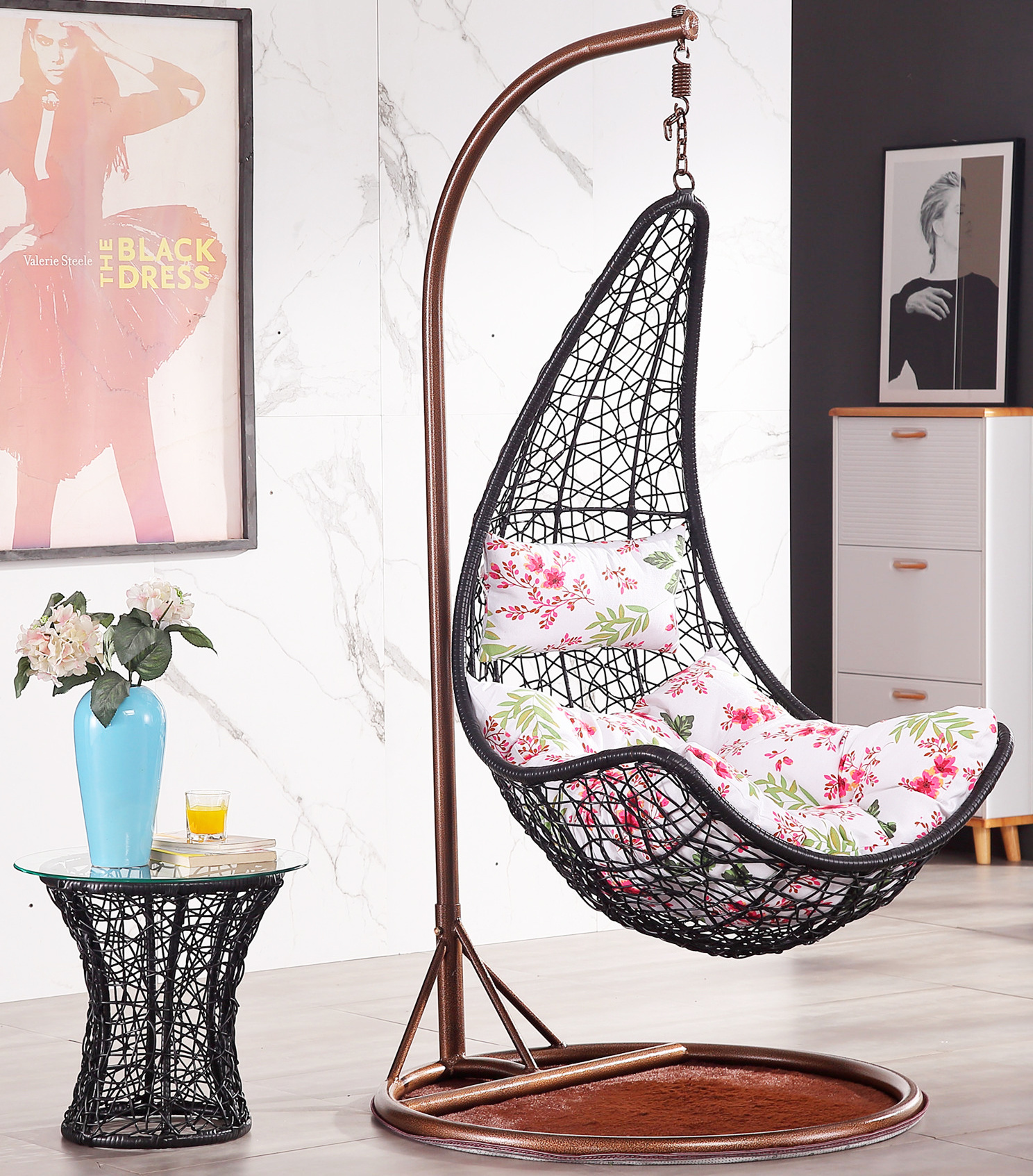 Swing Chair Outdoor With Stand, Swing Chair Hanging, Outdoor Swing Egg Chair For Indoor, Garden, Balcony, Office Floor, Hotel